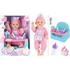 Kidz Corner Bebe' 38cm con Seggiolone e Set Pappa