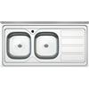 Lavello da appoggio SA46 due vasche con gocciolatoio destro 120x60cm. inox