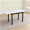 Tavolo allungabile Kyoto con piano in ceramica effetto marmo bianco lucido e str