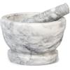 Home Mortaio In Marmo Bianco Con Pestello Cm 18, Rombo