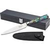 Katana Saya Coltello multiuso Pearl 12 cm - Acciaio Damasco VG-10 ad alto tenore di carbonio per estrema resistenza e affilatura - Manico in acrilico con motivo Abalone
