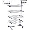 VOUNOT® Stendino Verticale a Torre, Stendibiancheria Pieghevole in Acciaio Inox con Ripiani Regolabili e 6 Ruote, 4 Livelli