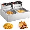VEVOR Friggitrice Elettrica Commerciale Doppia Vasca, Macchina Friggitrice da Banco Capacità da 12 Litri con Doppio Cestello Rimovibile, Friggitrice Doppia in Acciaio Inox 5000 W da Cucina Hotel