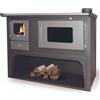 Megashopitalia Stufa a Legna Cucina a Legna con Forno in Acciaio Venezia Maxi 10,3 - 15 kW Pian