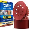 S&R SR 100 Dischi Abrasivi 125mm velcrati Carta Vetrata Levigatrice Rotorbitale E