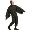 W WIDMANN MILANO Party Fashion - Costume da corvo da uomo, tuta nera in peluche con cappuccio, costume da uccello per carnevale