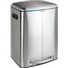 Wenko Pattumiera a pedale Easy Close primo Bidone delle immondizie con abbassamento automatico, Anti Finger Print, Acciaio Inox, Satinato, 38 x 45 x 60 cm