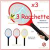 3 RACCHETTE ELETTRICA AMMAZZA ZANZARA ANTI ZANZARE INSETTI MOSCHE RACCHETTA
