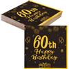 TOPWAYS 60 Anni Compleanno Decorazioni Tovaglioli 40 pezzi Oro Nero To