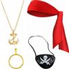 Kiwochy Set di 4 accessori per costume da pirata da donna orecchini a ce