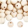 PH PandaHall 50pz Perline in Legno Naturale Palline Legno con Foro 30 mm Gr