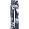 Winshape Pantaloni da Donna Funzionali Comfort Wide Leg Pants CUL105C High Waist in Jeans Print, Winshape Soft Style, Fitness Tempo Libero Dance