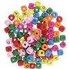 POFET 300pcs 10mm cubo Lettera Perline di Legno Perline quadrate in Legno per