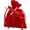 PuntoCasaStore 10 X Sacchetto Portaconfetti Velluto Rosso Laurea 9,5x12,5 cm