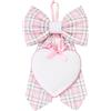 FILET - Fiocco Nascita Rosa con Pendente a Forma di Cuore in Tela Aida 55 F