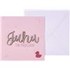 Perleberg Biglietto per nascita Lettering Juhu una bambina! - 15 x 15 cm.