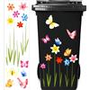 Outus Adesivi di Fiori per Bidone con Ruote Sticker Decorativo per Bin Decalcomania