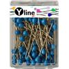 Yline 100 Tappi per tappezzeria con Testa in plastica Blu ca. 60 mm spilli p