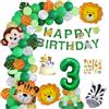 Finypa Giungla Tema Palloncino Kit per 3 Anni Bambino Ragazza Verde Buon Compleanno