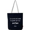 hello-bags Borsa tote bag in tela con cerniera fodera e tasca interna. In