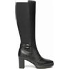 NeroGiardini Stivali in Pelle e Tessuto Stretch Tacco Alto Colore Nero