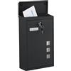 Relaxdays Cassetta della Posta a Parete, Buca Porta Lettere con Chiave e Finestrelle, Mailbox HLP: 40x25x11,5 cm, Nero