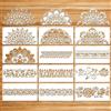 MWOOT 12 Pezzi Large Mandala Stencil Grandi,DIY Plastic Disegno Punto Scala S