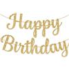 Ruzister Corsivo scintillante oro happy festone fai da te Targa decorativa p