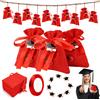 ANZOAT 30Pz Bomboniere Portaconfetti con 30 Ciondoli Laurea Sacchetti Rosso 50 Coc