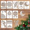 MWOOT 10 Pezzi Large Mandala Stencil Grandi,DIY Plastic Disegno Punto Scala S
