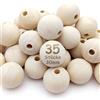 Kisvic Palline di Legno con Foro da 30 mm 35 Pezzi Grandi Rotonde in Legno Ma