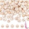 PH PandaHall 100 perline in legno a forma di faccina sorridente 5 stili 15-