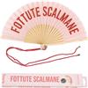 Fisura Ventaglio in legno rosa con frase "F*ttute scalmane" accessorio di