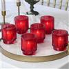 Kate Aspen 27206RD - Portacandele in vetro rosso a coste vintage (set di 6) d