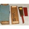 Heian Shokados Suehiro portaincenso a forma di ventaglio interno foglia oro c...