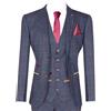 Paul Andrew Uomo Tweed a Spina di Pesce Abito 3 Pezzi Blu Navy Peaky Blinders 1920s Telo Fit