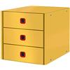 Leitz Click & Store Cassettiera a 3 Cassetti, Gamma Cosy, Pieghevole, Organizer per Riporre Documenti, Cataloghi e Riviste in Formato A4, Adatta per Casa e Ufficio, Giallo Caldo, 53680019