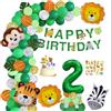 Finypa Giungla Tema Palloncino Kit per 2 Anni Bambino Ragazza Verde Buon Compleanno