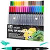 RAYLU PAPER - Set Pennarelli a Doppia Punta Professionali con Punta a P