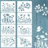 Grevosea 8 pezzi Pittura mobili stencil fiori di ciliegio selvatici Modelli