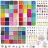 Dahudtin Perline in vetro da 2 mm 72 colori per braccialetti fai da te collane orec