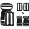 DOJA Barcelona Fibbie Plastica 50mm 2 Unità Fibbie a Scatto + 2 Passanti i
