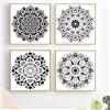 MUYAPAY Stencil Mandala,4 Pezzi Set Stencil Disegno Fiori,Grande Mandala S