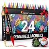 Zenacolor Pennarelli Acrilici a Doppia Punta (Fine e a Pennello) - 24 Colori p