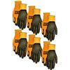 Midwest Gloves & Gear 94P06-LX-00 Grip 6 Pack Men's Max Performance Glove, Orange- Fit Large-XL