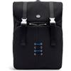 NAVA DESIGN - Zaino Porta PC Organizzato con Due Tasche Laterali e Una Tasca con Zip, Chiusura con Pattella e Doppia Fibbia e Trolley Sleeve, Colore Nero/Azzurro - Dimensioni 30 x 42 x 17 cm, 21 Litri