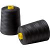 IPEA Filo da Cucito Nero per Macchina da Cucire e Tagliacuci 2 Grandi Bobine