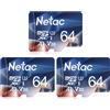 Netac scheda micro sd, 64gb, velocità alta, U3, V30, 3 pack, registrazione video