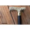 Antico Bastone da passeggio in legno canna vittoriana stile antico manico ottone cor...