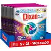 Dixan DISCS 4in1 Color Detersivo Lavatrice, 5 confezioni da 28 lavaggi, Capsule lavatrice per colori vivaci, pulizia profonda del bucato e freschezza igienica per lavatrice, Rimuove le macchie da 20°C